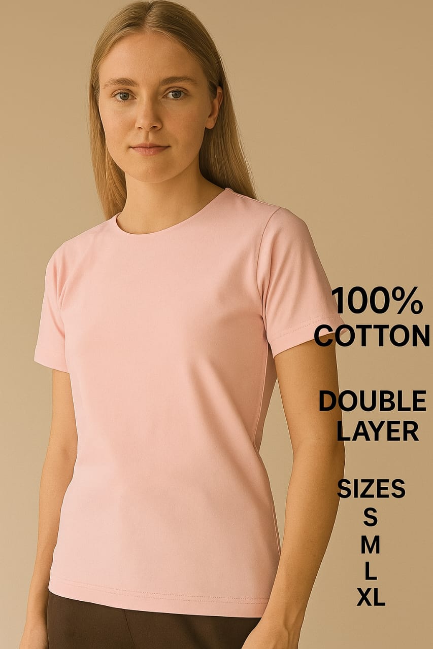 Cotton Basic Top PINK بيزك توب قطن بينك مبطن