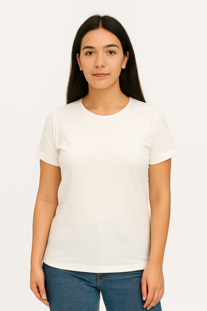 WHITE COTTON BASIC TOP بيزك توب قطن اوف وايت مبطن